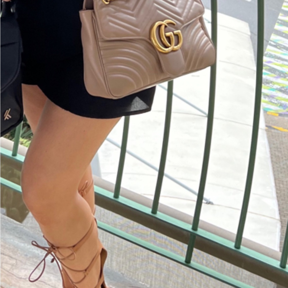 Gucci Taupe Quilted Crossbody Bag